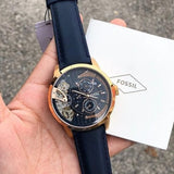 Buy Shop Fossil Townsman Twist Skeleton Blue Dial Blue Leather Strap Watch for Men - ME1138 USA Online
