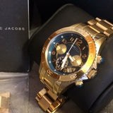 Buy Shop Marc Jacobs Rock Chronograph Green Dial Gold Steel Strap Watch for Women - MBM3252 USA Online