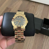 Buy Shop Marc Jacobs Amy Black Dial Gold Steel Strap Watch for Women - MBM3273 USA Online