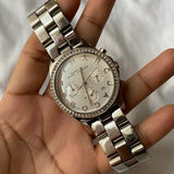 Buy Shop Marc Jacobs Henry Glitz Chronograph Silver Dial Silver Steel Strap Watch for Women - MBM9017 USA Online
