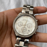 Buy Shop Marc Jacobs Henry Glitz Chronograph Silver Dial Silver Steel Strap Watch for Women - MBM9017 USA Online