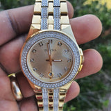 Buy Shop Bulova Crystal Collection Champagne Dial Two Tone Steel Strap Watch for Women - 98B174 USA Online