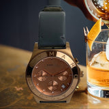 Buy Shop Marc Jacobs Blade Chronograph Rose Gold Dial Black Leather Strap Watch for Women - MBM1188 USA Online