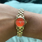 Buy Shop Marc Jacobs Henry Dinky Red Dial Gold Steel Strap Watch for Women - MBM3202 USA Online