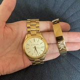 Buy Shop Michael Kors Slim Runway Gold Dial Gold Steel Strap Watch for Women - MK3335 USA Online