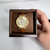 Buy Shop Michael Kors Catlin Champagne Dial Brown Leather Strap Watch for Women - MK2375 USA Online