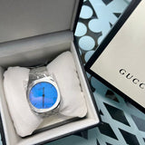 Buy Shop Gucci 25H Quartz Blue Dial Silver Steel Strap Unisex Watch - YA163408 USA Online