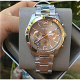 Buy Shop Fossil Perfect Boyfriend Taupe Dial Silver Steel Strap Watch for Women - ES4146 USA Online