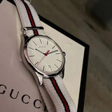 Buy Shop Gucci G Timeless Quartz White DIal White NATO Strap Watch For Men - YA126322 USA Online