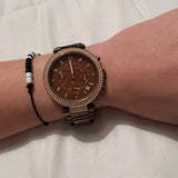 Buy Shop Michael Kors Parker Chronograph Brown Dial Brown Steel Strap Watch For Women - MK5578 USA Online
