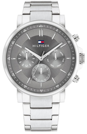 Buy Shop Tommy Hilfiger Tyson Chronograph Grey Dial Silver Steel Strap Watch For Men - 1710604 USA Online