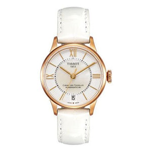 Buy Shop Tissot Chemin Des Tourelles Powermatic 80 Lady Silver Dial White Leather Strap Watch For Women - T099.207.36.118.00 USA Online