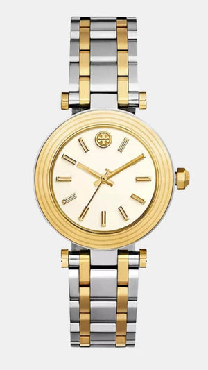 Buy Shop Tory Burch Classic T White Dial Two Tone Steel Strap Watch for Women - TBW9014 USA Online