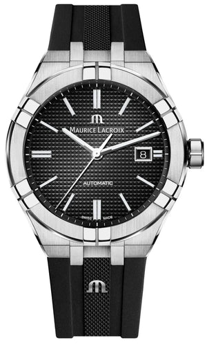 Maurice Lacroix Aikon Automatic Black Dial Black Rubber Strap Watch For Men - AI6008-SS000-330-2