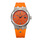 Maurice Lacroix Aikon Automatic Date Orange Dial Silver Steel Strap Watch For Men - AI6008-SS00F-530-E