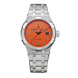 Maurice Lacroix Aikon Limited Edition Automatic Date Orange Dial Silver Steel Strap Watch For Men - AI6008-SS00F-530-1