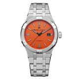 Maurice Lacroix Aikon Automatic Date Orange Dial Silver Steel Strap Watch For Men - AI6008-SS00F-530-E