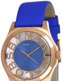 Buy Shop Marc Jacobs Henry Skeleton Blue Dial Blue Leather Strap Watch for Women - MBM1244 USA Online