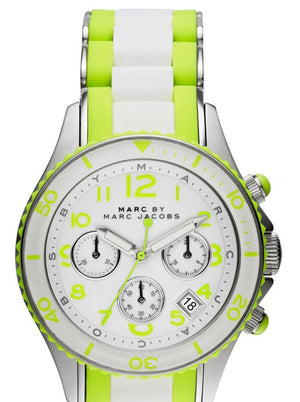 Buy Shop Marc Jacobs Rock Chronograph White Dial White & Green Silicone Strap Watch for Women - MBM2592 USA Online