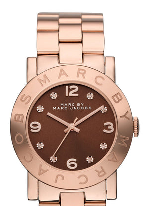 Buy Shop Marc Jacobs Amy Brown Dial Rose Gold Steel Strap Watch for Women - MBM3167 USA Online