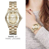 Buy Shop Marc Jacobs Henry Transparent Gold Dial Gold Steel Strap Watch for Women - MBM3338 USA Online