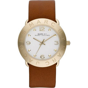 Buy Shop Marc Jacobs Amy White Dial Brown Leather Strap Watch for Women - MBM8574 USA Online