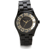 Buy Shop Marc Jacobs Henry Transparent Black Dial Black Steel Strap Watch for Women - MBM3255 USA Online