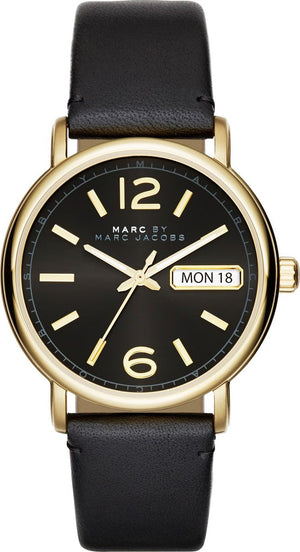 Buy Shop Marc Jacobs Fergus Black Dial Black Leather Strap Watch for Women - MBM8651 USA Online