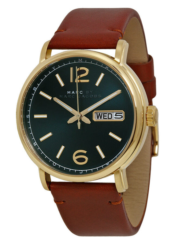Buy Shop Marc Jacobs Fergus Green Dial Brown Leather Strap Watch for Men - MBM5077 USA Online