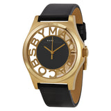 Buy Shop Marc Jacobs Henry Skeleton Black Dial Black Leather Strap Watch for Women - MBM1246 USA Online