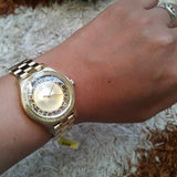 Buy Shop Marc Jacobs Henry Transparent Gold Dial Gold Steel Strap Watch for Women - MBM3338 USA Online