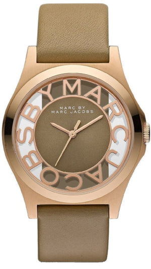 Buy Shop Marc Jacobs Henry Dinky Skeleton Beige Dial Beige Leather Strap Watch for Women - MBM1245 USA Online