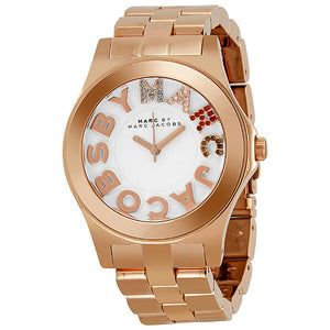 Buy Shop Marc Jacobs Rivera White Dial Rose Gold Steel Strap Watch for Women - MBM3138 USA Online