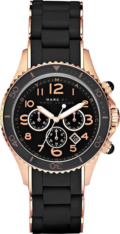 Buy Shop Marc Jacobs Rock Chronograph Black Dial Black Silicone Strap Watch for Women - MBM2553 USA Online