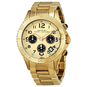 Marc Jacobs Rock Metal Chronograph Gold Dial Gold Steel Strap Watch for Men - MBM3158