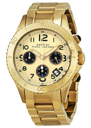 Buy Shop Marc Jacobs Rock Metal Chronograph Gold Dial Gold Steel Strap Watch for Men - MBM3158 USA Online