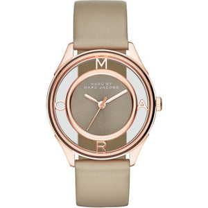 Buy Shop Marc Jacobs Tether Grey Dial Grey Leather Strap Watch for Women - MBM1375 USA Online