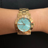 Buy Shop Marc Jacobs Amy Blue Dial Gold Steel Strap Watch for Women - MBM3220 USA Online