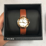Buy Shop Marc Jacobs Amy White Dial Brown Leather Strap Watch for Women - MBM8574 USA Online