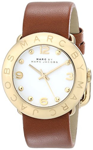 Buy Shop Marc Jacobs Amy White Dial Brown Leather Strap Watch for Women - MBM8574 USA Online