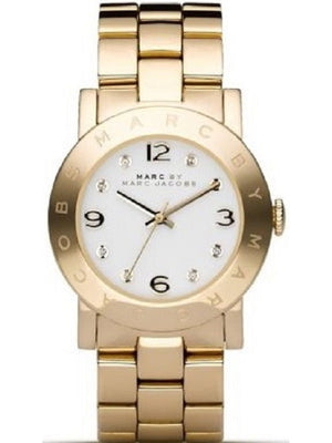Buy Shop Marc Jacobs Amy White Dial Gold Steel Strap Watch for Women - MBM3182 USA Online