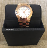 Buy Shop Marc Jacobs Amy White Dial Rose Gold Steel Strap Watch for Women - MBM3077 USA Online