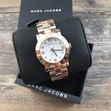 Marc Jacobs Amy White Dial Rose Gold Steel Strap Watch for Women - MBM3077