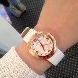 Buy Shop Marc Jacobs Amy White Dial White Leather Strap Watch for Women - MBM1180 USA Online
