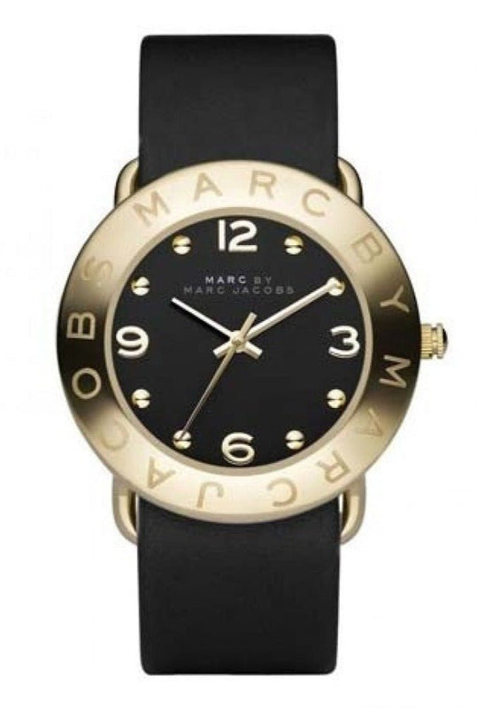 Buy Shop Marc Jacobs Amy Black Dial Black Leather Strap Watch for Women - MBM1154 USA Online