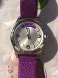 Buy Shop Marc Jacobs Baby Dave Silver Dial Purple Leather Strap Watch for Women - MBM1262 USA Online