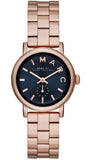 Buy Shop Marc Jacobs Baker Navy Blue Dial Rose Gold Steel Strap Watch for Women - MBM3332 USA Online