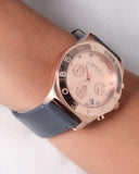 Buy Shop Marc Jacobs Blade Chronograph Rose Gold Dial Black Leather Strap Watch for Women - MBM1188 USA Online