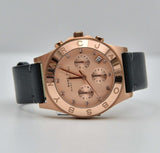 Buy Shop Marc Jacobs Blade Chronograph Rose Gold Dial Black Leather Strap Watch for Women - MBM1188 USA Online