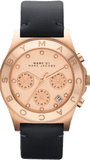 Buy Shop Marc Jacobs Blade Chronograph Rose Gold Dial Black Leather Strap Watch for Women - MBM1188 USA Online